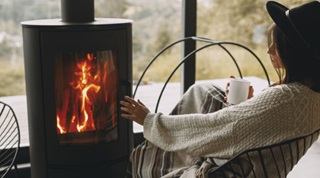 woman near heater